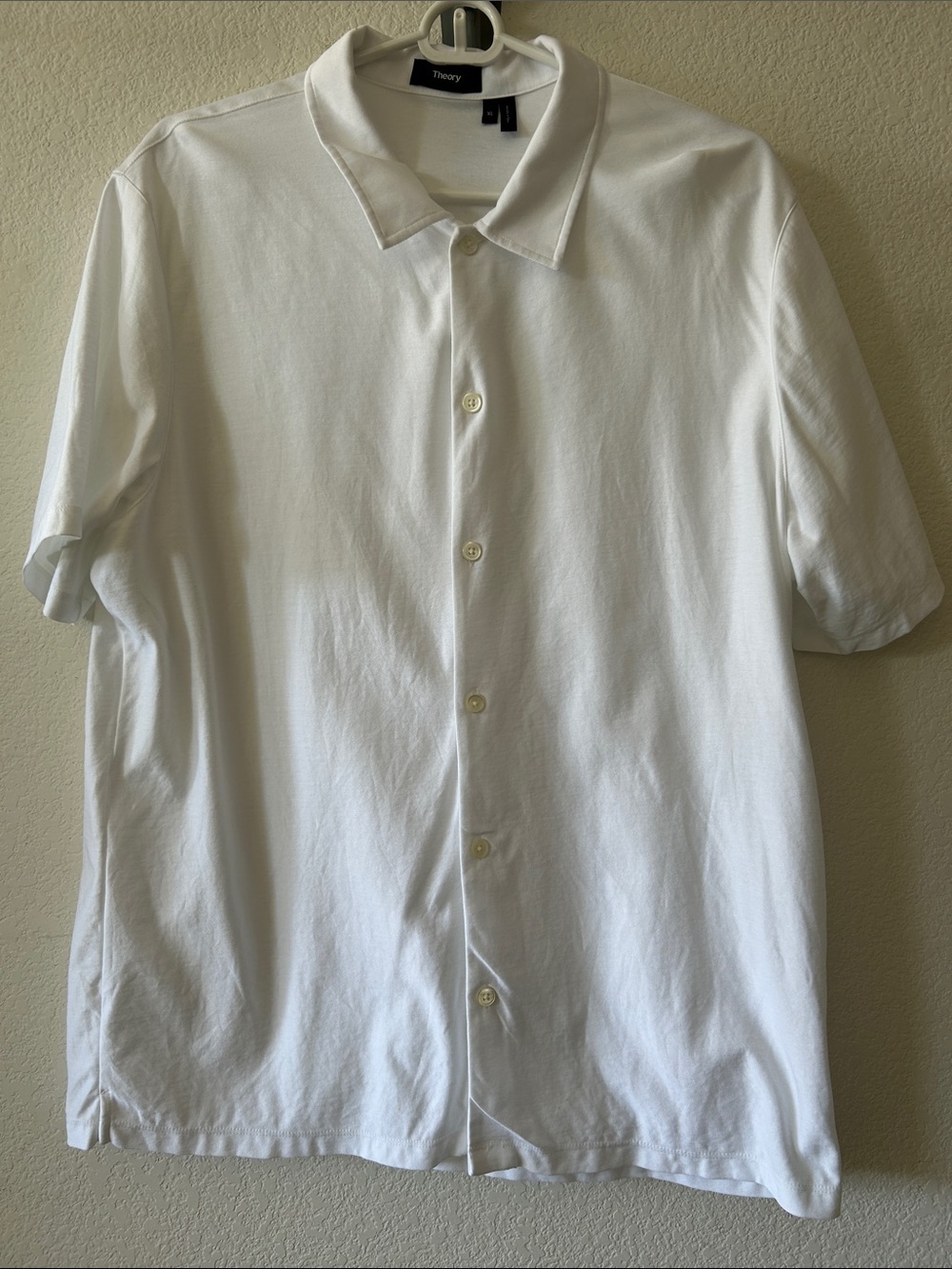 Theory Men's White Cairn Tactile Cotton Button-Front Shirt size XL - Picture 3 of 6